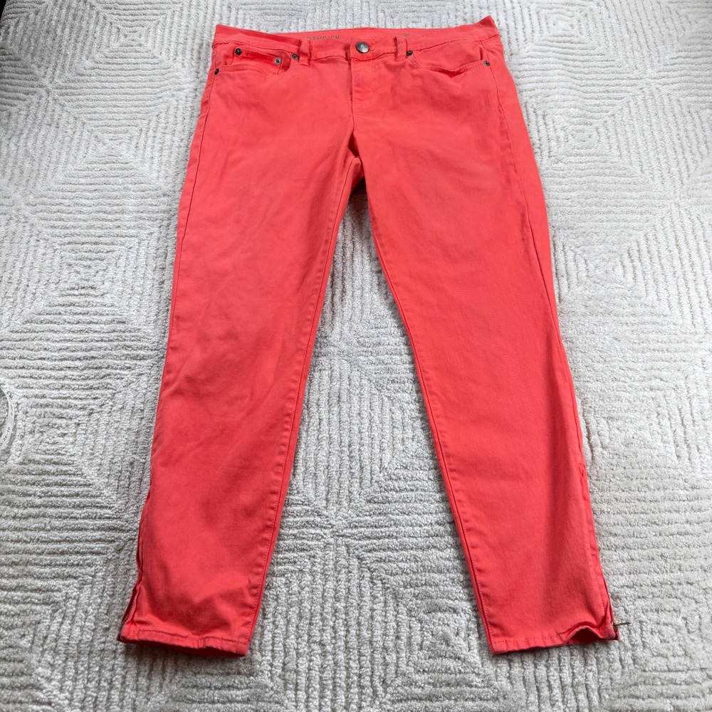 J Crew Toothpick Ankle Jeans Womens 31 Coral Orange Slim Zip Hem 78211 Casual